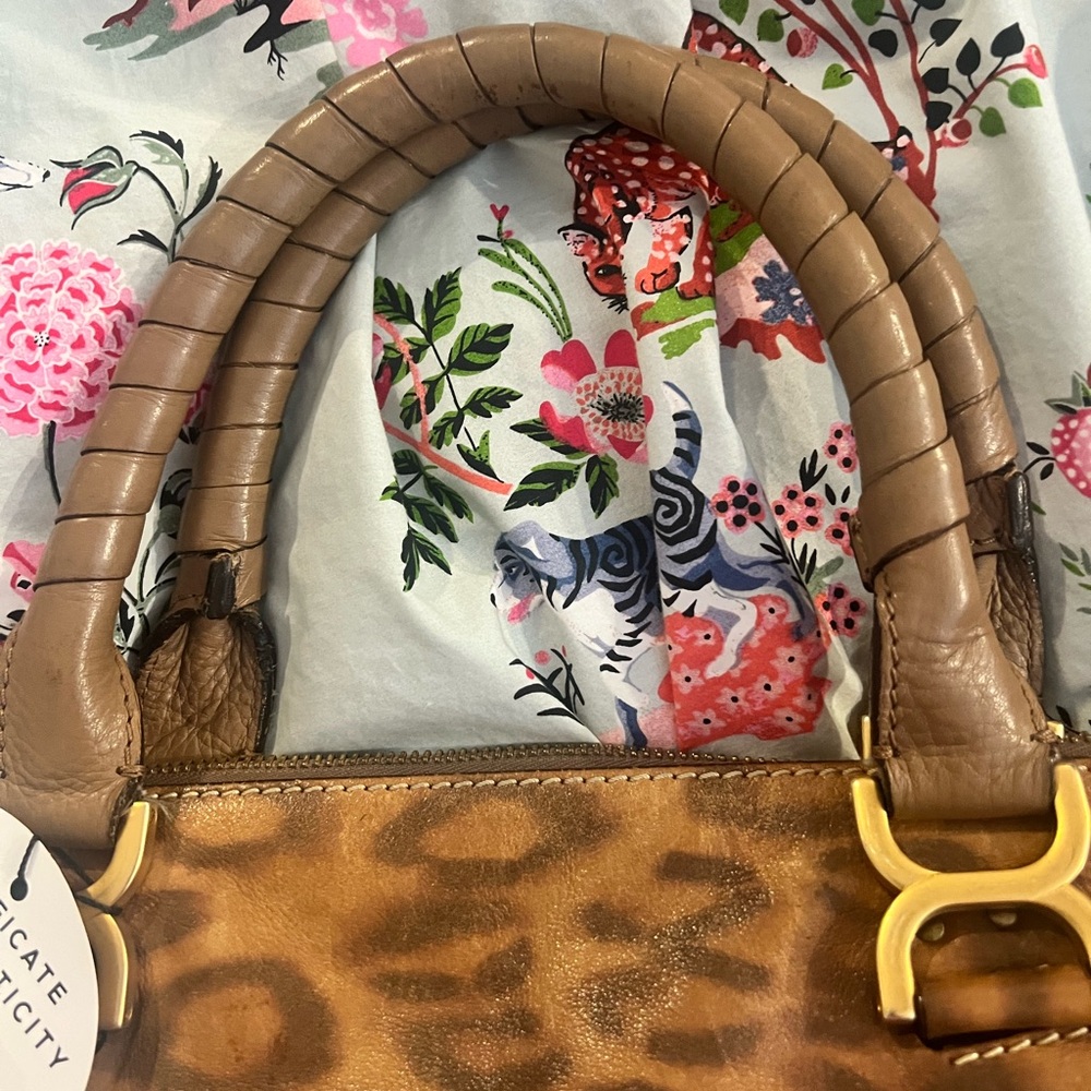 CHLOE Calfskin Leopard Print Medium Marcie Satchel Brown -Vintage -Authenticated - Picture 14 of 16